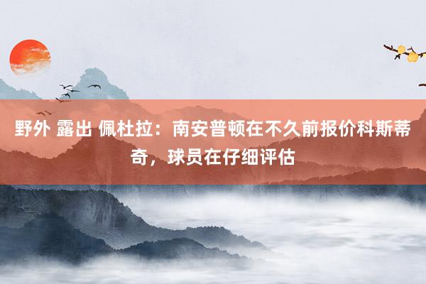 野外 露出 佩杜拉：南安普顿在不久前报价科斯蒂奇，球员在仔细评估